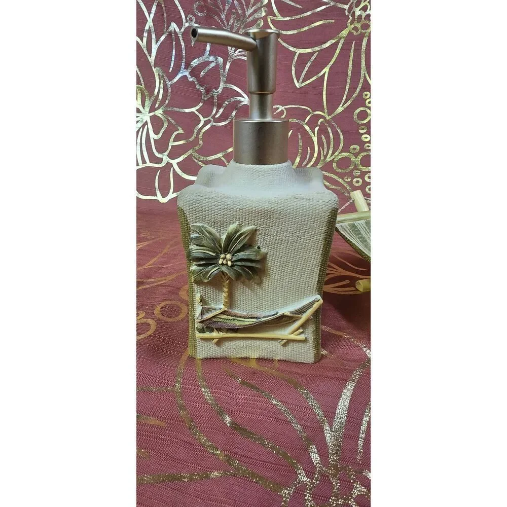 3 PC SET CROSCILL LADER HANDPAINTD SOAP DISPENSER+UMBRELLA TOOTHBRUSH HOLDER+BAR